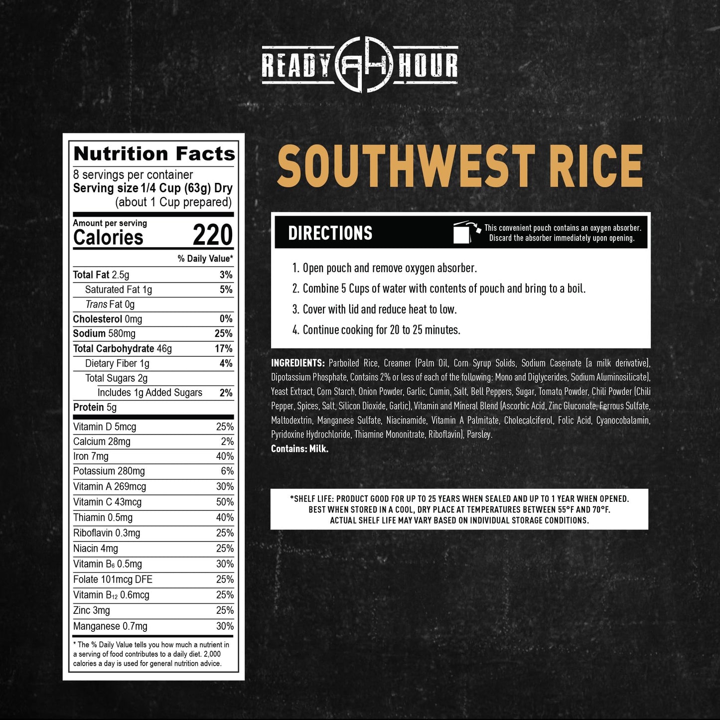 Ready Hour Mac and Cheese Case Pack (24 Servings), Freeze-Dried, Mac and Cheese Bulk, Survival Emergency and Real Non-Perishable Food, Long-Term Storage Food, 25-Year Shelf Life