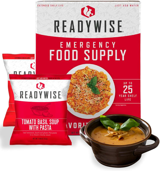 ReadyWise Emergency Food Supply - 18 Servings Favorites Box, Survival Food Kit with Freeze Dried Prepper Food & Dehydrated Meals, Camping Essentials for Backpacking & Hiking, up to 25 Year Shelf Life