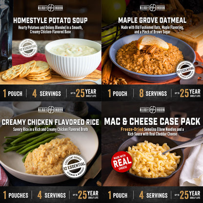 Ready Hour 72-Hour Emergency Food Kit Sample - Survival Meals Variety Pack for Disaster Prep, Freeze-Dried/Dehydrated Camping Food, Bug Out Bag MRE Alternative, Preparedness & Power Outage Supplies