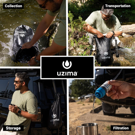 Uzima UZ-BP Backpack System- Gravity Water Bag That Provides Collection, Storage, Filtration, and Transportation All in One: 17.5L Capacity. WHO Certified Backpacking Water Filtration System.