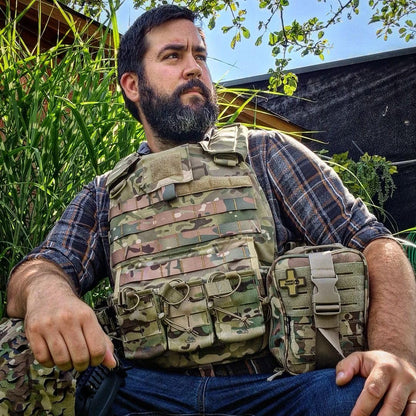 RHINO RESCUE IFAK Trauma Kit with C-A-T Tourniquet, Tactical First Aid Kit Molle Pouch for Military, Combat, Car, Camping, Hiking, Travel (Red)