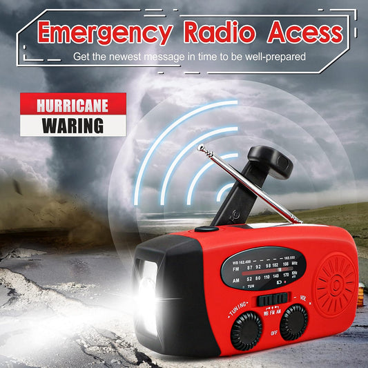 RunningSnail Emergency Hand Crank Radio With LED Flashlight For Emergency, AM/FM NOAA Portable Weather Radio With 2000mAh Power Bank Phone Charger, USB Charged & Solar Power For Camping, Emergency