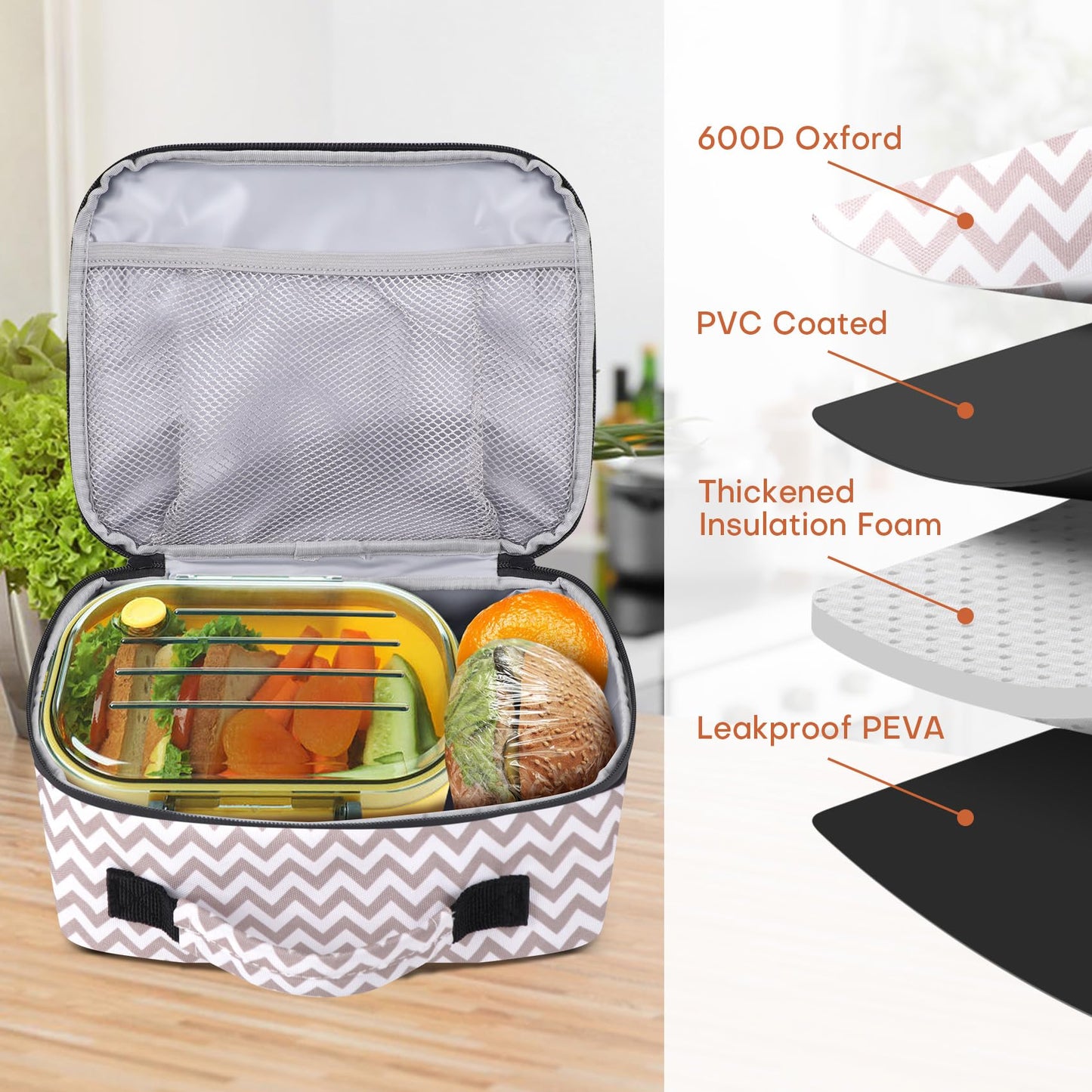 BAVGRED Lunch Box Insulated Soft Lunch Bag, Freezable and Reusable Mini Cooler, Thermal Meal Tote Containers with Exterior & Interior Pockets for Work, Outdoor Meal
