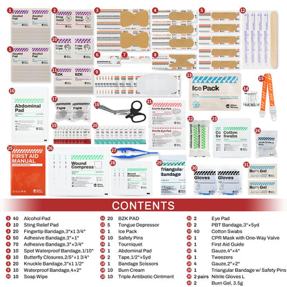 RHINO RESCUE 371 Pieces OSHA All-Purpose First Aid Kit, Home & Office Professional Medical Supplies, Ideal for Emergency, School, Business