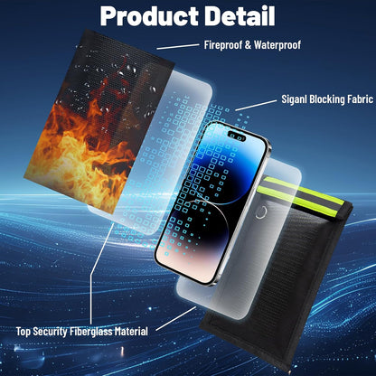 2 Pack Faraday Bags for Phones & Car Keys, Anti-Tracking Anti-Theft Signal Blocking Pouch, Faraday Key Fob Protector