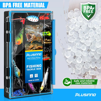 PLUSINNO Tackle Box Organizer, 1/2 Packs Waterproof Tackle Trays, Fishing Tackle Box with Removable Dividers, Fishing Box Tackle Trays and Terminal Tackle Storage