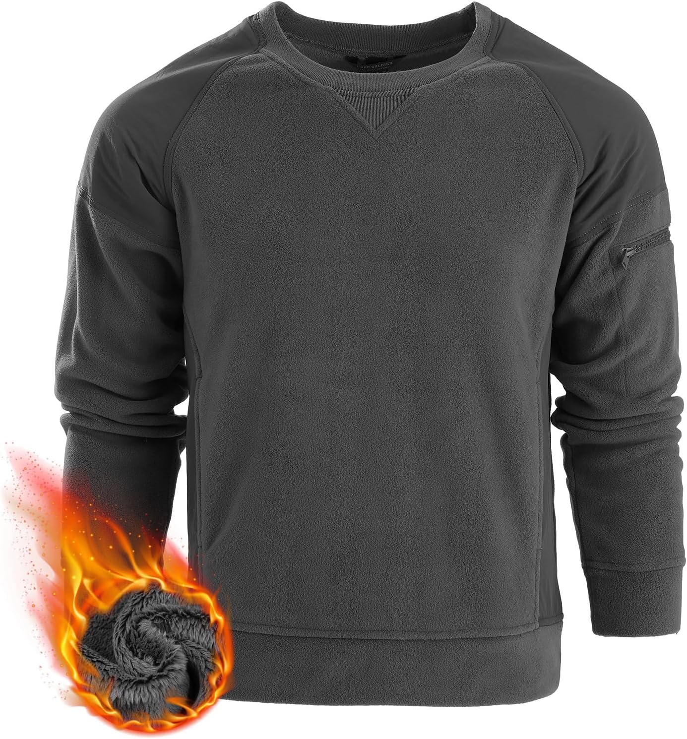 FREE SOLDIER Men's Tactical Winter Fleece Pullover Hoodie Warm Long Fleece lined Hooded Sweatshirt