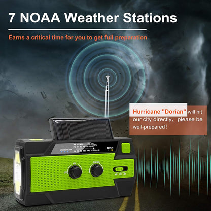 [Upgraded Version] Emergency Hand Crank Self Powered AM/FM NOAA Solar Weather Radio with LED Flashlight, 1000mAh/4000mAh Power Bank for iPhone/Smart Phone