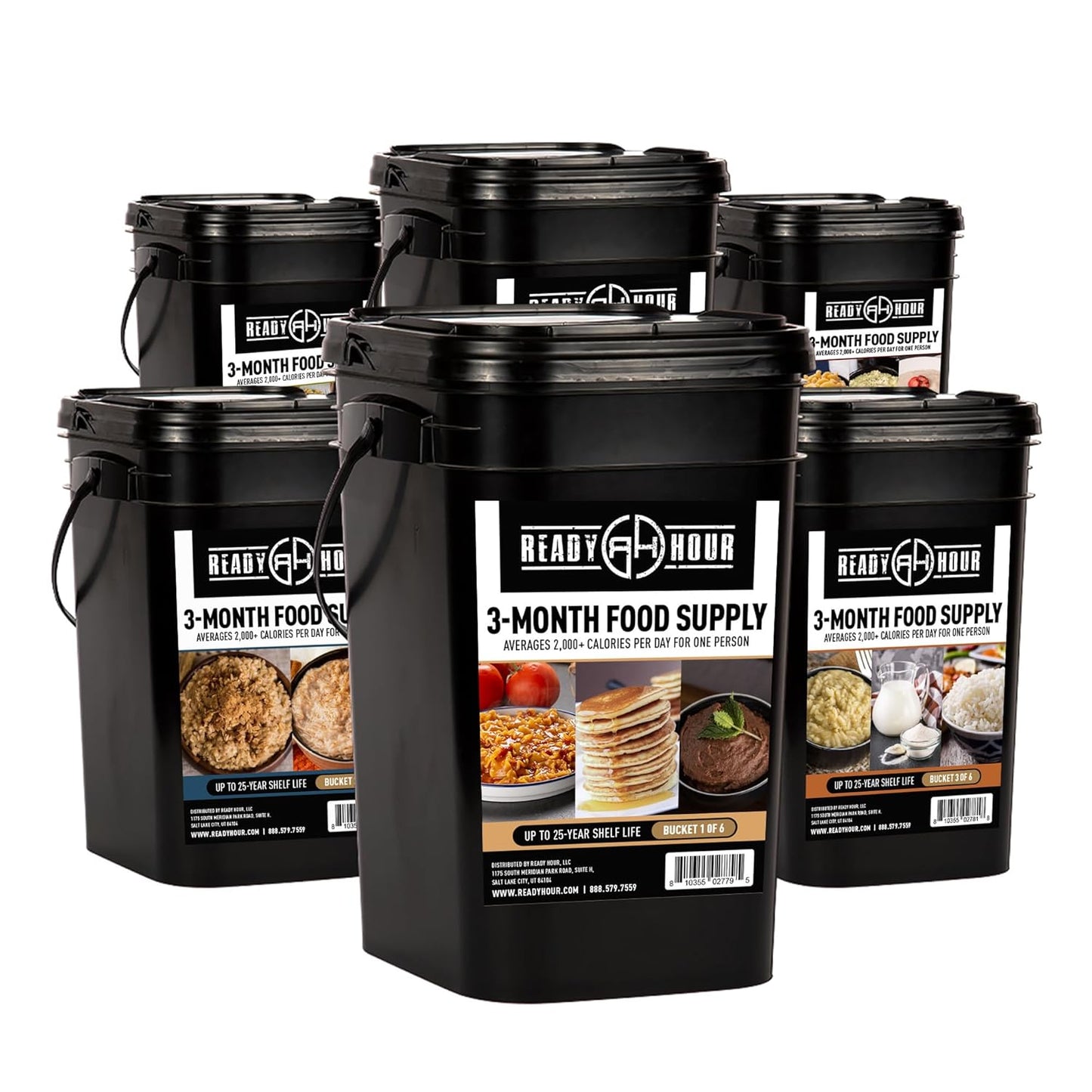 Ready Hour 3-Month Emergency Food Supply (846 Servings), 3-Month Kit, Food Storage Meal Entrées, Real Non-Perishable Meals, 25-Year Shelf Life Food, Portable Flood-Safe Container