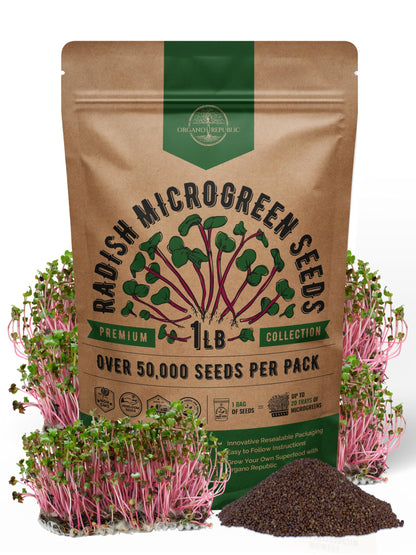 Organo Republic Broccoli Sprouting & Microgreens Seeds - Non-GMO, Heirloom Sprout Seeds Kit, 1lb Resealable Bag for & Growing Microgreens in Soil, Coconut Coir, Aerogarden & Hydroponic