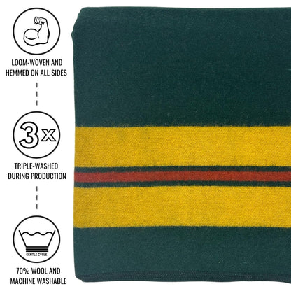 Arcturus Rainier Wool Blanket - 4.5lbs Warm, Heavy, Washable, Large | Great for Camping, Outdoors, Survival & Emergency Kits (Sunset Peak)