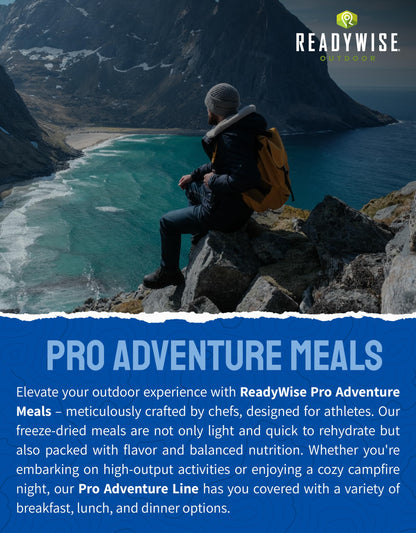 ReadyWise Outdoor Pro Adventure Meal - Breakfast Skillet, 2 Servings, 1 Pouch, Gluten Free, 700 Calories, 36g Protein, Freeze Dried Food & Dehydrated Backpacking Camping Meals, up to 5 Year Shelf Life