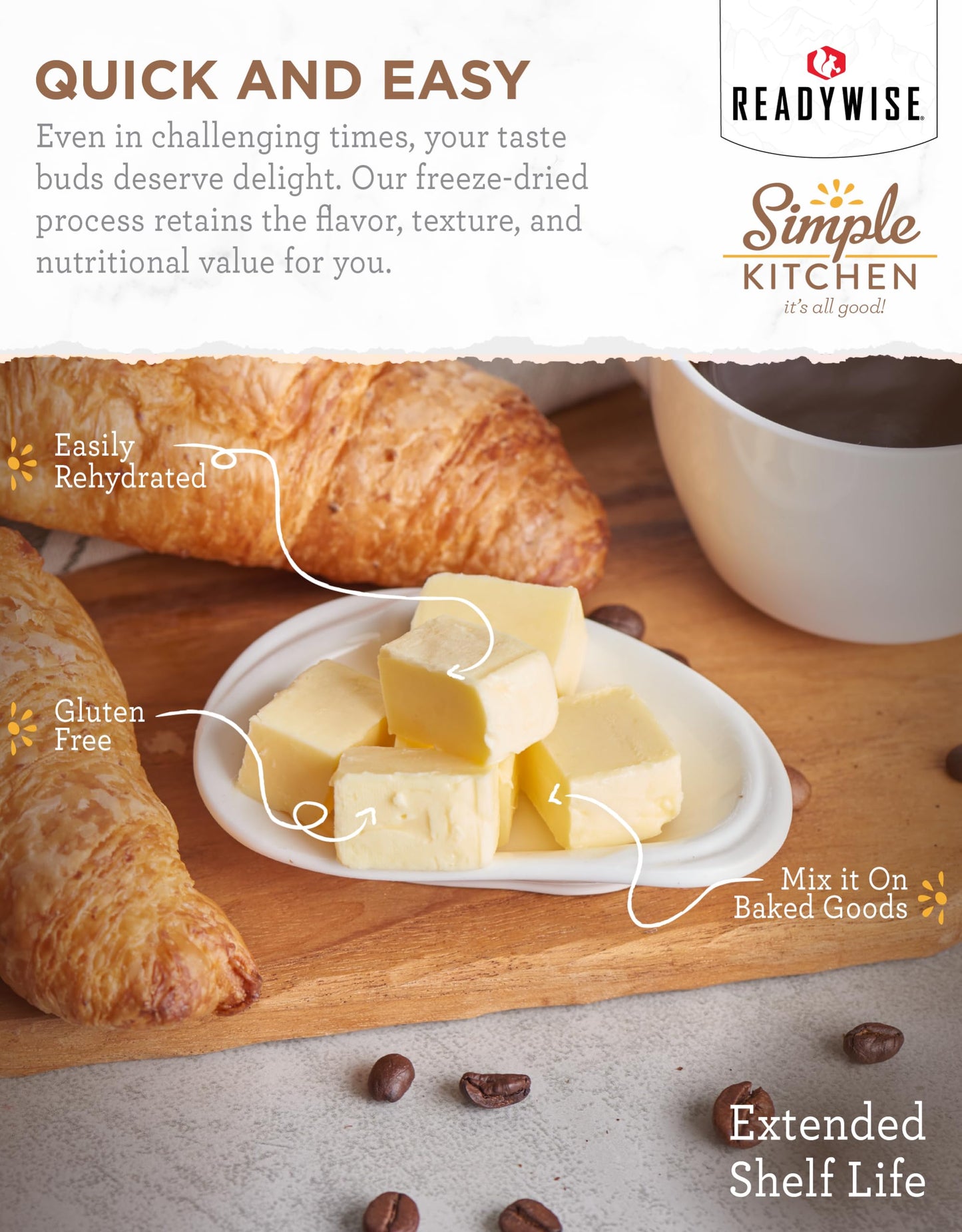 READYWISE - Simple Kitchen Freeze Dried Whole Blueberries, 28 Servings, Vegan, Gluten Free, Fruit Snacks, Emergency Supplies, Dehydrated Fruit, Blueberries