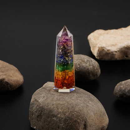 Labradorite Crystal Orgonite Tower - for Throat Chakra | Promotes Inner Reflection, Emotional Growth & Increased Focus (7 Chakra)