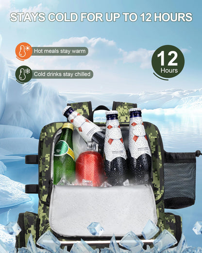 BAVGRED Fishing Backpack, Large Water Resistant Tackle Bag Storage Fishing Gear and Equipment, Built-in Cooler Compartment Grey