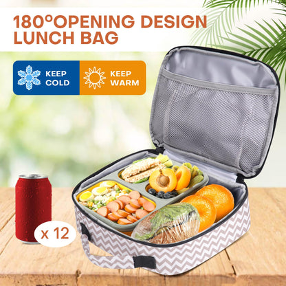 BAVGRED Lunch Box Insulated Soft Lunch Bag, Freezable and Reusable Mini Cooler, Thermal Meal Tote Containers with Exterior & Interior Pockets for Work, Outdoor Meal