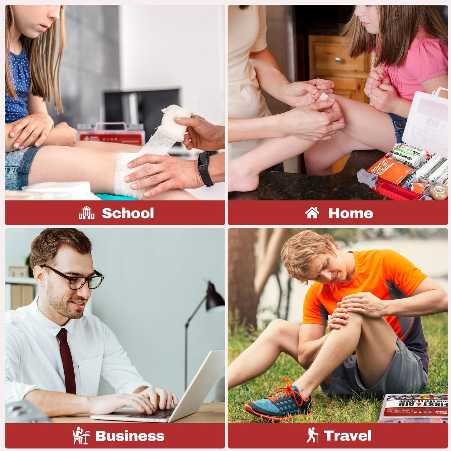 RHINO RESCUE 371 Pieces OSHA All-Purpose First Aid Kit, Home & Office Professional Medical Supplies, Ideal for Emergency, School, Business