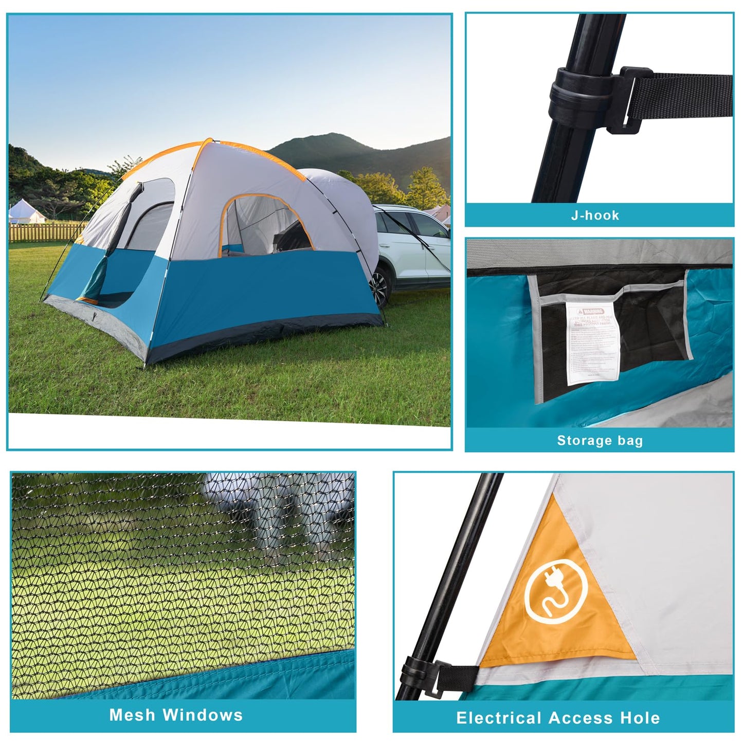 UNP SUV Dome Tent for Camping, Outdoor 6 Person Car Camping Tent, Easy Set Up SUV Tailgate Tent with Rainfly 10' x 10' Vehicle Camping Tent | for Camping, Outdoor, Car Camping Tent, Easy Set Up, SUV Tailgate Tent, with Rainfly