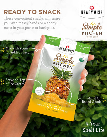 READYWISE - Simple Kitchen, Freeze-Dried Peaches, 1.16 oz, Pack of 6, Vegetarian, Gluten Free, Snacks, Peaches, Dried Fruit, Pre Workout, Healthy Snacks, Camping, Backpacking, Survival Food