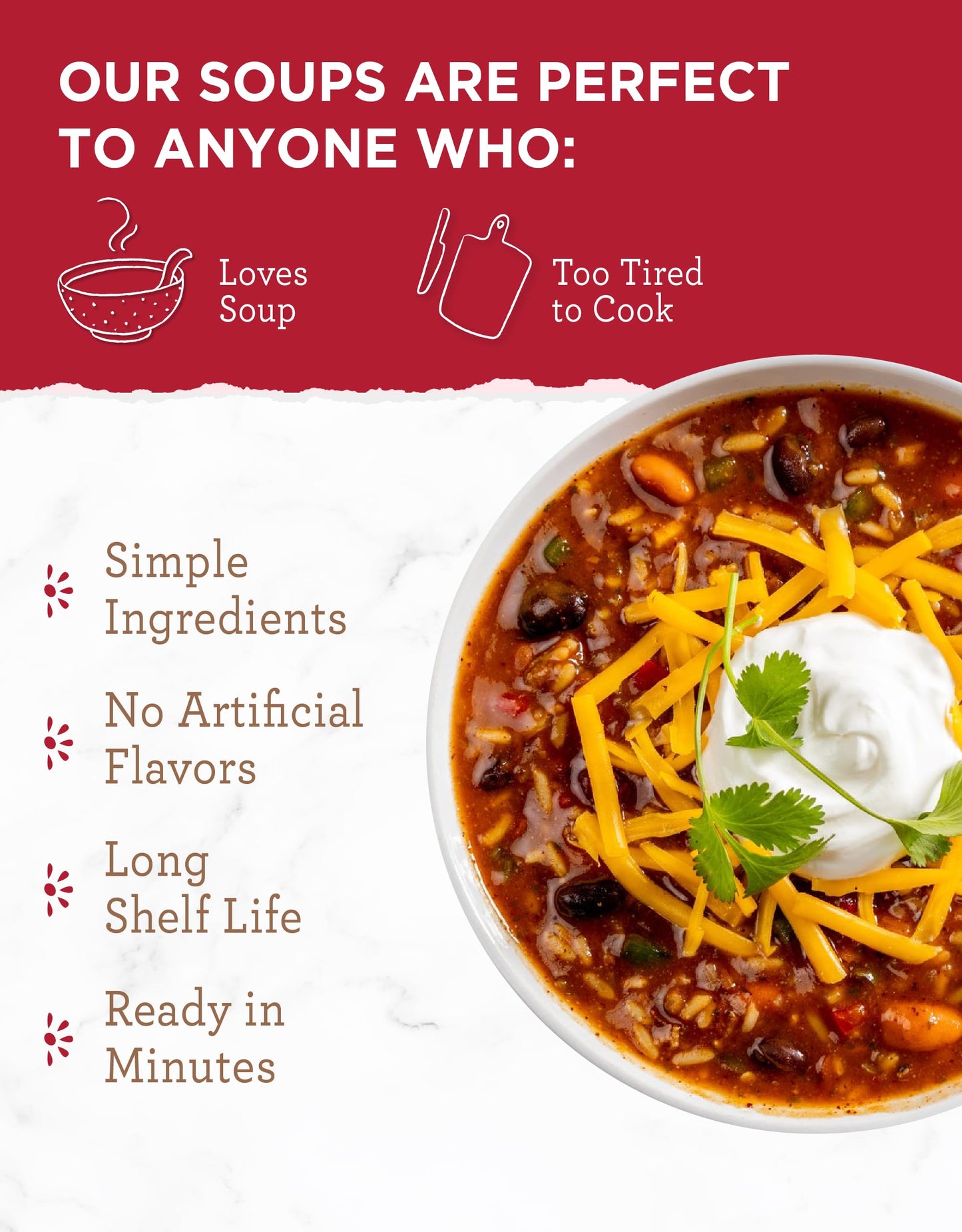 READYWISE - Simple Kitchen, Soup Sampler, Variety Pack, 8 Servings Per Pouch, Soup Mix, Family Size, Gluten Free Options, Freeze Dried Food, Soup for Family, Pack of 8