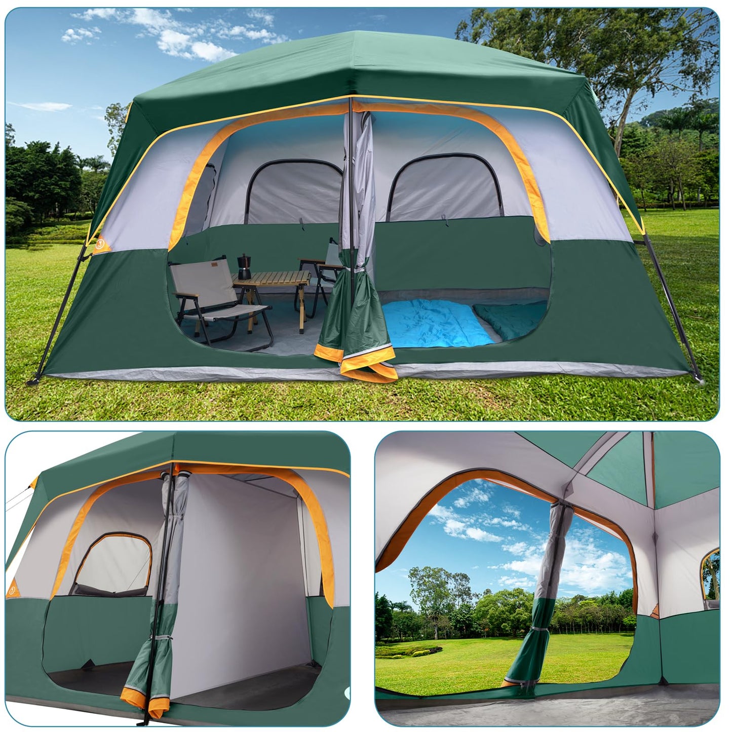 UNP 2/4/6/8 Person Tent, Portable Cabin Tent, Camping Tent 4-Person Easy Set Up, Waterproof with Top Rainfly for Outdoor Camping/Hiking | Easy Set Up, Waterproof, Top Rainfly