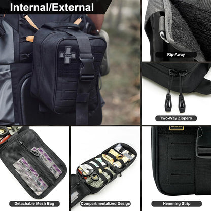 RHINO RESCUE Bundle-IFAK Trauma Kit with C-A-T Tourniquet for Wound Care+First Aid Splint 36" X 4.3" Orange-Gray, Keep Bones in Position