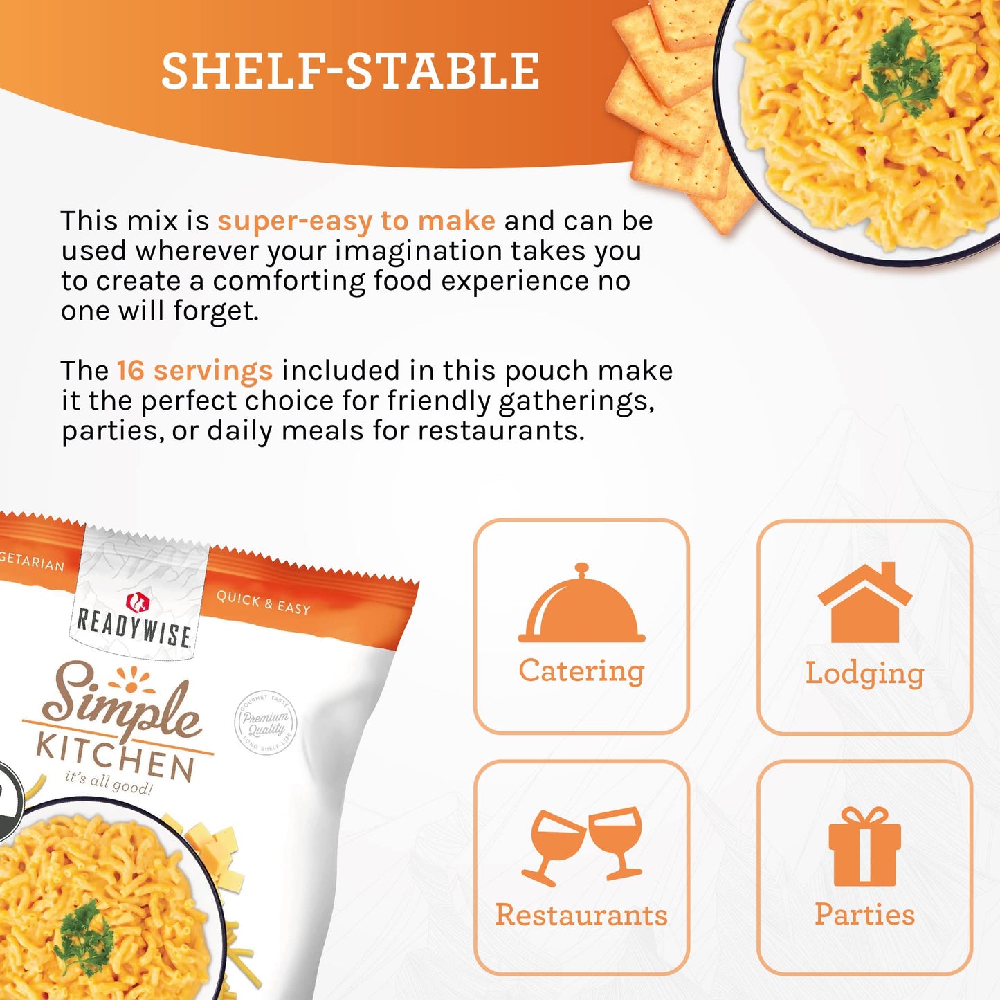 READYWISE - Simple Kitchen, Tomato Basil Soup, 17 Servings, MRE, Gluten Free, & Vegetarian, Food, Soup Mix, for Events, Hiking, Emergency Food Supply, Camping Essentials, or Daily Use, 1 Pack