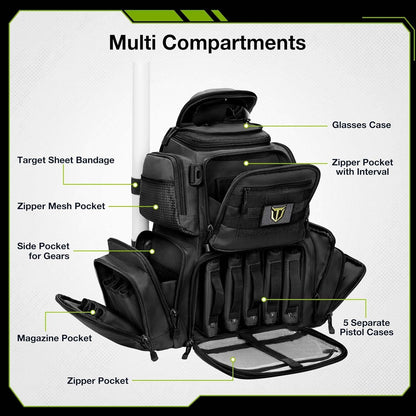 TIDEWE Tactical Range Backpack Bag for Gun and Ammo with Pistol Case