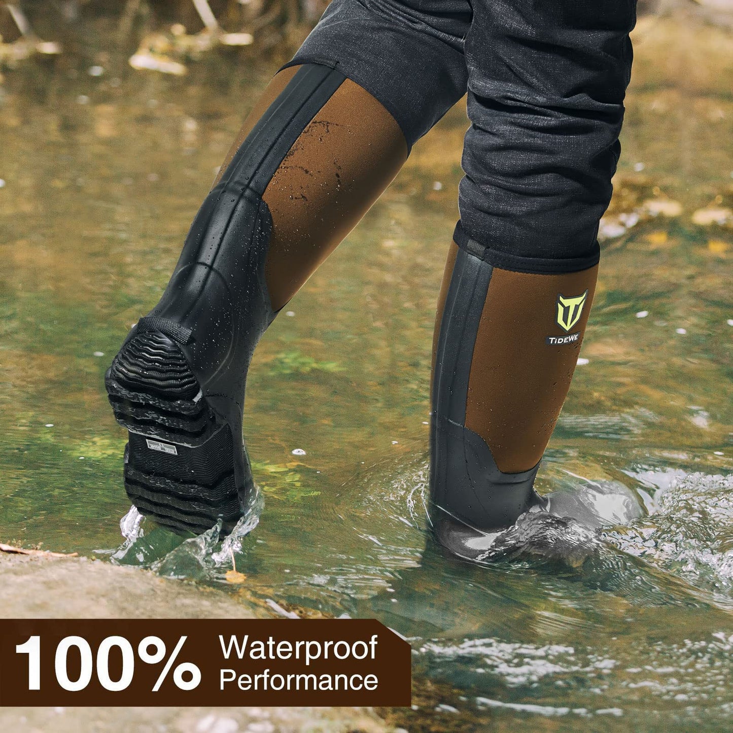 TIDEWE Rubber Boots for Men Multi-Season, Waterproof Rain Boots with Steel Shank, 6mm Neoprene Sturdy Rubber Outdoor Hunting Boots (Black, Brown, Next Camo G2)