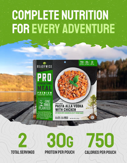 ReadyWise Outdoor Pro Adventure Meal - Country-Style Chicken Pot Pie, 2 Servings, 1 Pouch, 900 Calories, 30g Protein, Freeze Dried Food & Dehydrated Backpacking Camping Meals, up to 5 Year Shelf Life