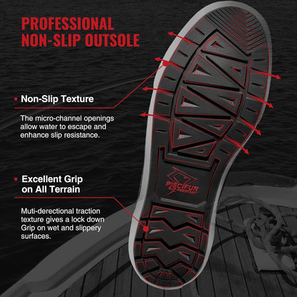 Piscifun Men’ s Deck Boots, Waterproof Fishing Rain Boots, Anti-Slip Rubber Boots with Breathable Neoprene Lining