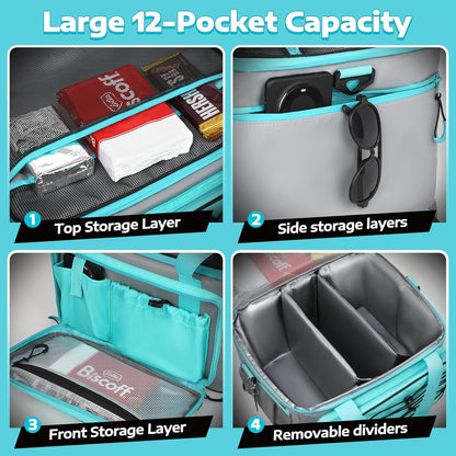 PLUSINNO Paddle Board Cooler, Waterproof SUP Cooler Durable PVC Material, Paddle Board Bag with TPU Zipper, 12-Pocket Fits 42 Cans, Paddle Board Accessories for Beach, Camping, Kayaking