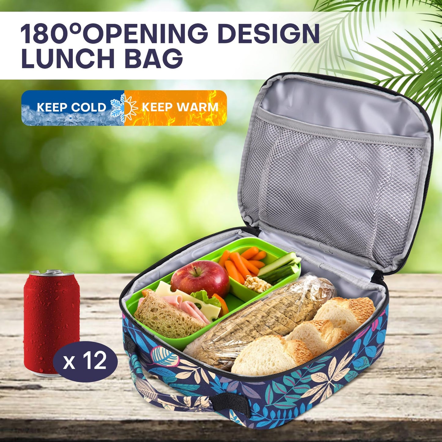 BAVGRED Lunch Box Insulated Soft Lunch Bag, Freezable and Reusable Mini Cooler, Thermal Meal Tote Containers with Exterior & Interior Pockets for Work, Outdoor Meal