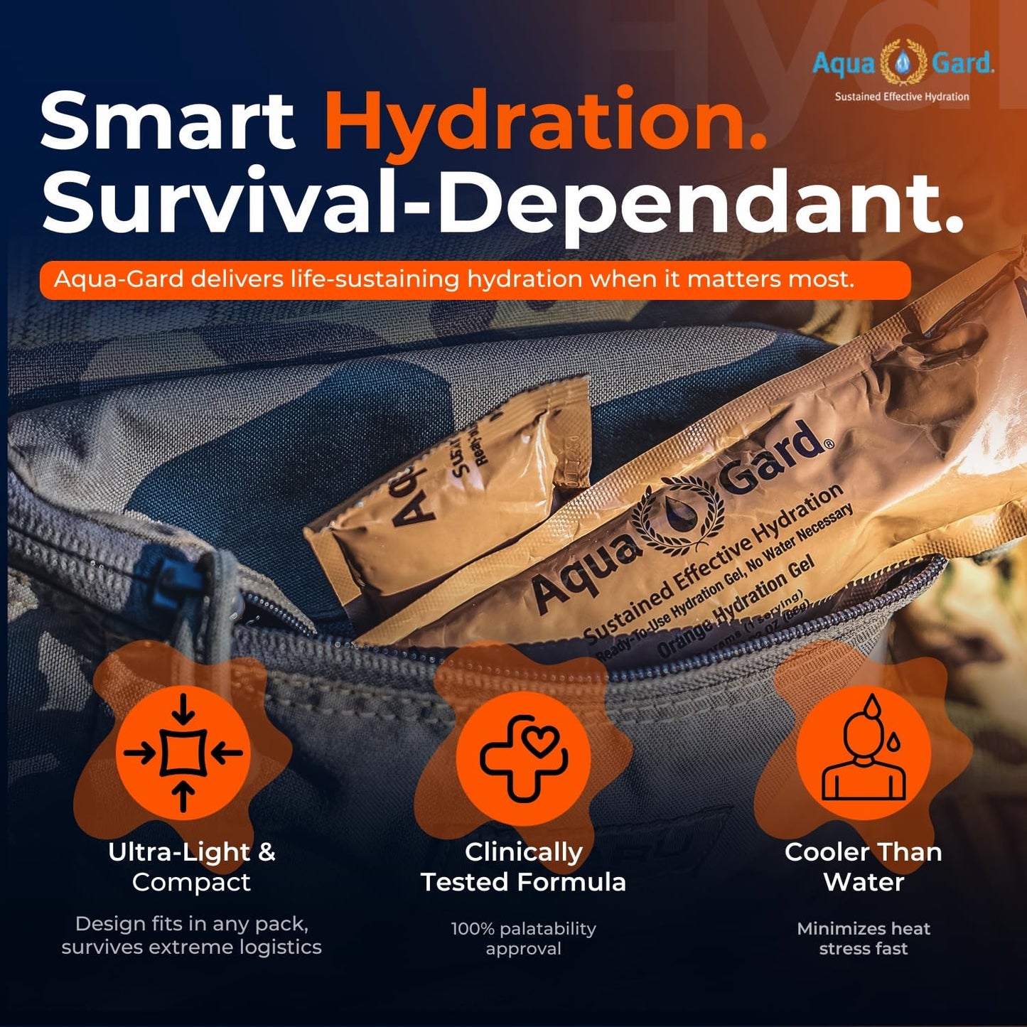 Aqua-Gard Emergency Water Gel - Survival Water Pouches for Disaster Relief | 200% More Effective Hydration | Emergency Water Pouches for Water Emergency Kit Supply for Extreme Conditions (3 Pack)
