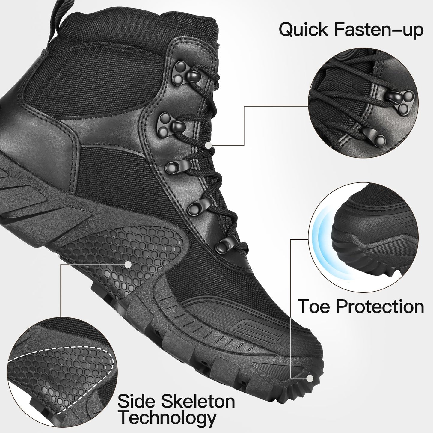 FREE SOLDIER Men's Waterproof Hiking Boots Tactical Work Boots Outdoor Lightweight Military Boots