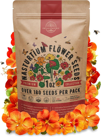 Marigold Seeds Pack 1 oz - Over 9,250 Non-GMO Heirloom Marigold Seeds for Planting Indoor & Outdoor Gardening, Flower Seed for Planting Home and Garden, Flowers Seed in Individual Packet