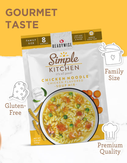 READYWISE - Simple Kitchen, Soup Sampler, Variety Pack, 8 Servings Per Pouch, Soup Mix, Family Size, Gluten Free Options, Freeze Dried Food, Soup for Family, Pack of 8