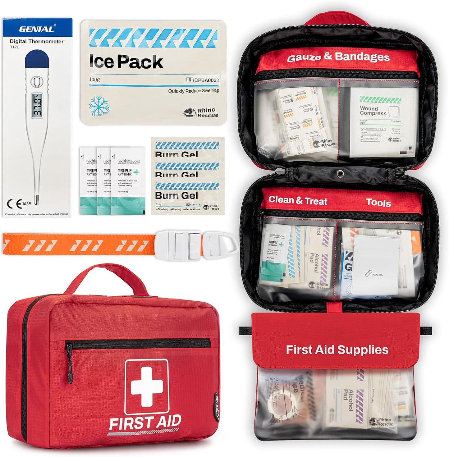 RHINO RESCUE 240 Piece All-Purpose First Aid Kit for Home+350 Pieces OSHA All-Purpose First Aid Kit