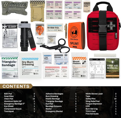 RHINO RESCUE Bundle-IFAK Trauma Kit with C-A-T Tourniquet for Wound Care+First Aid Splint 36" X 4.3" Orange-Gray, Keep Bones in Position