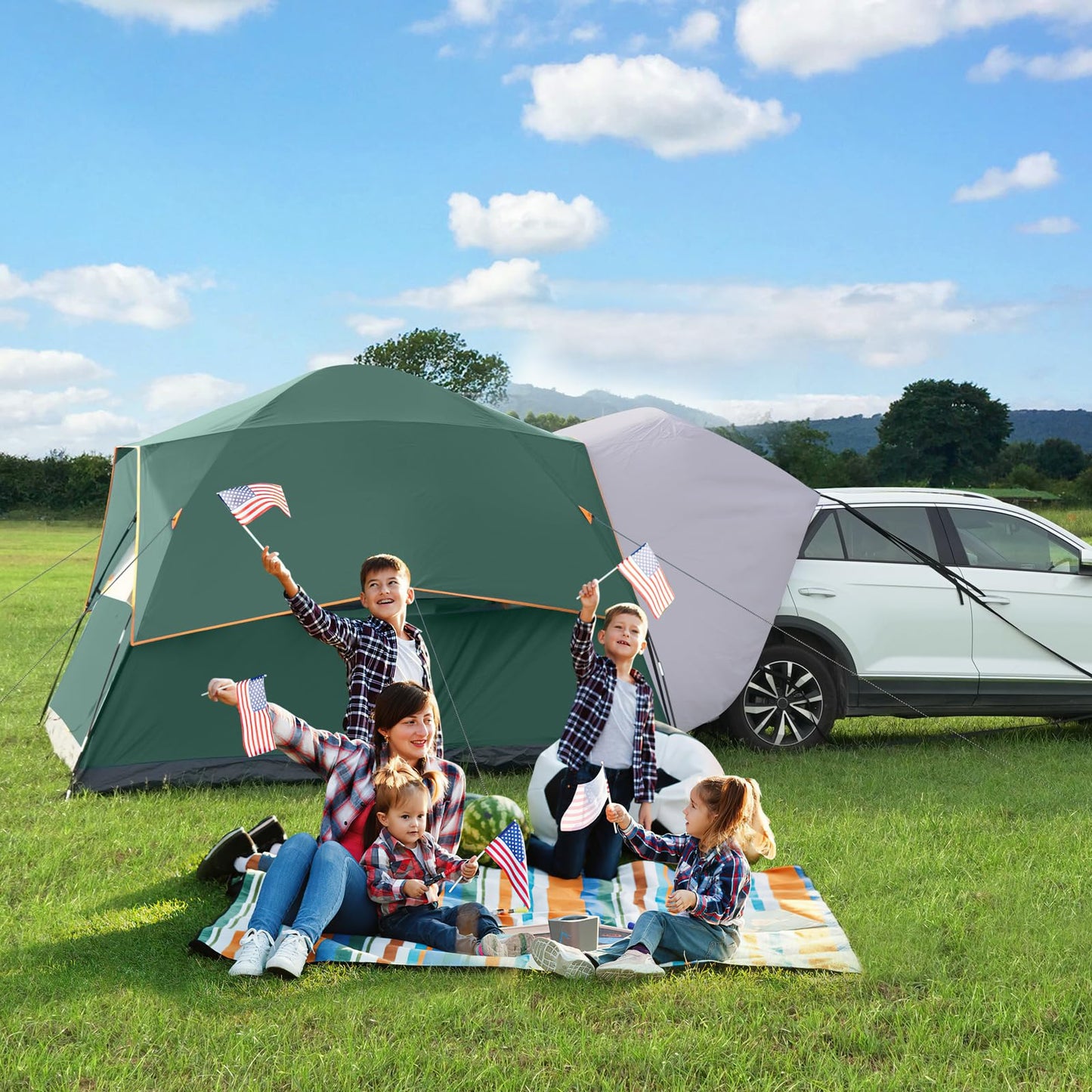 UNP SUV Dome Tent for Camping, Outdoor 6 Person Car Camping Tent, Easy Set Up SUV Tailgate Tent with Rainfly 10' x 10' Vehicle Camping Tent | for Camping, Outdoor, Car Camping Tent, Easy Set Up, SUV Tailgate Tent, with Rainfly