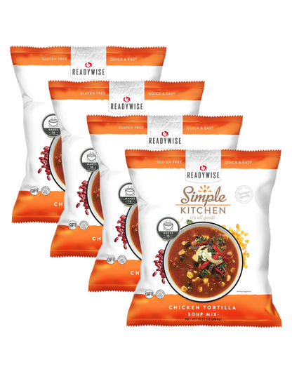 Simple Kitchen Garden Vegetable Soup Mix - 17 Servings for Meal Prep, Gluten Free, Vegetarian, Dehydrated & Freeze Dried Survival Food for Camping Meals, Backpacking & Hiking, Survival Kit, Pack of 4