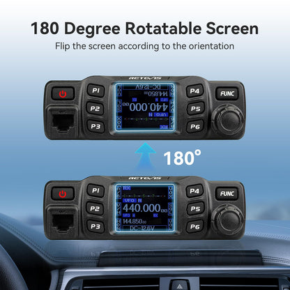 Retevis RT95 Mobile Ham Radio, Dual Band Mobile Radio, Chirp, Dual Speaker, Rotatable LCD Display, 2m 70cm Ham Radio Base Station, Mobile Transceiver with Cable