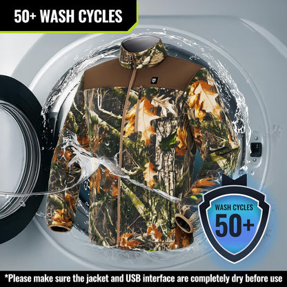 TIDEWE Heated Jacket Pro for Men, Rechargeable Battery-Powered Fleece Coat for Hunting (Black, Camo, Size S-XXXL)