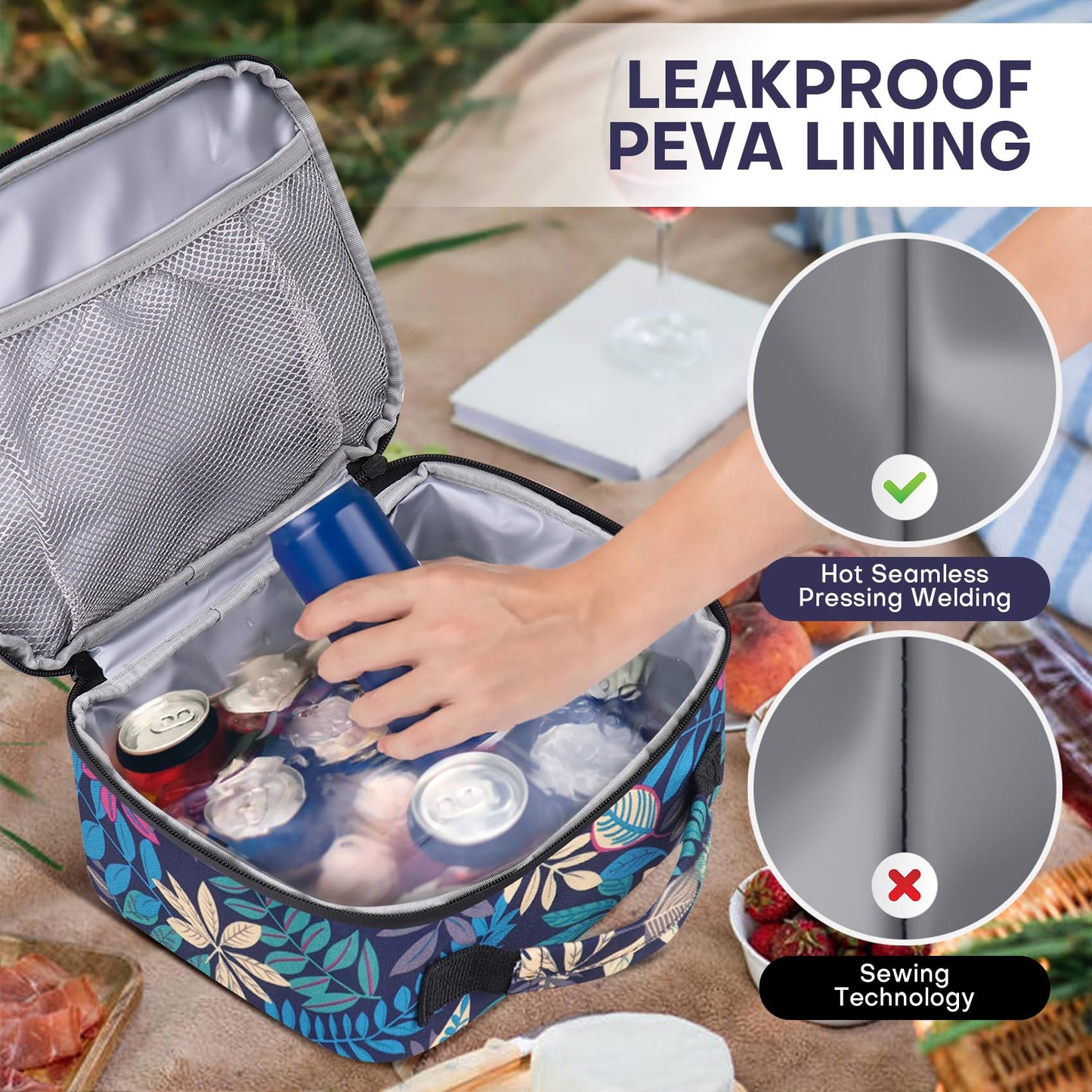 BAVGRED Lunch Box Insulated Soft Lunch Bag, Freezable and Reusable Mini Cooler, Thermal Meal Tote Containers with Exterior & Interior Pockets for Work, Outdoor Meal