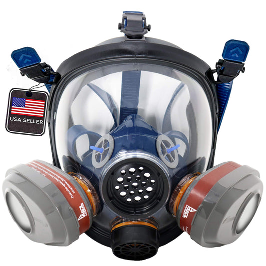 Parcil Distribution Full Face Respirator Mask with Filters – Durable Full Face Respirator Gas Mask, Bayonet Filter Compatible