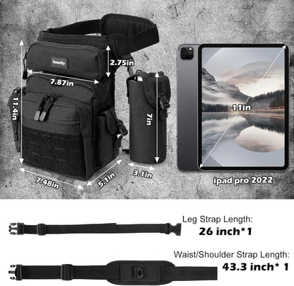 Jueachy Drop Leg Bag for Men: Tactical Thigh Bag Motorcycle Accessories Big Metal Detecting Tool Pouch Outdoor for Hiking Fishing Hunting