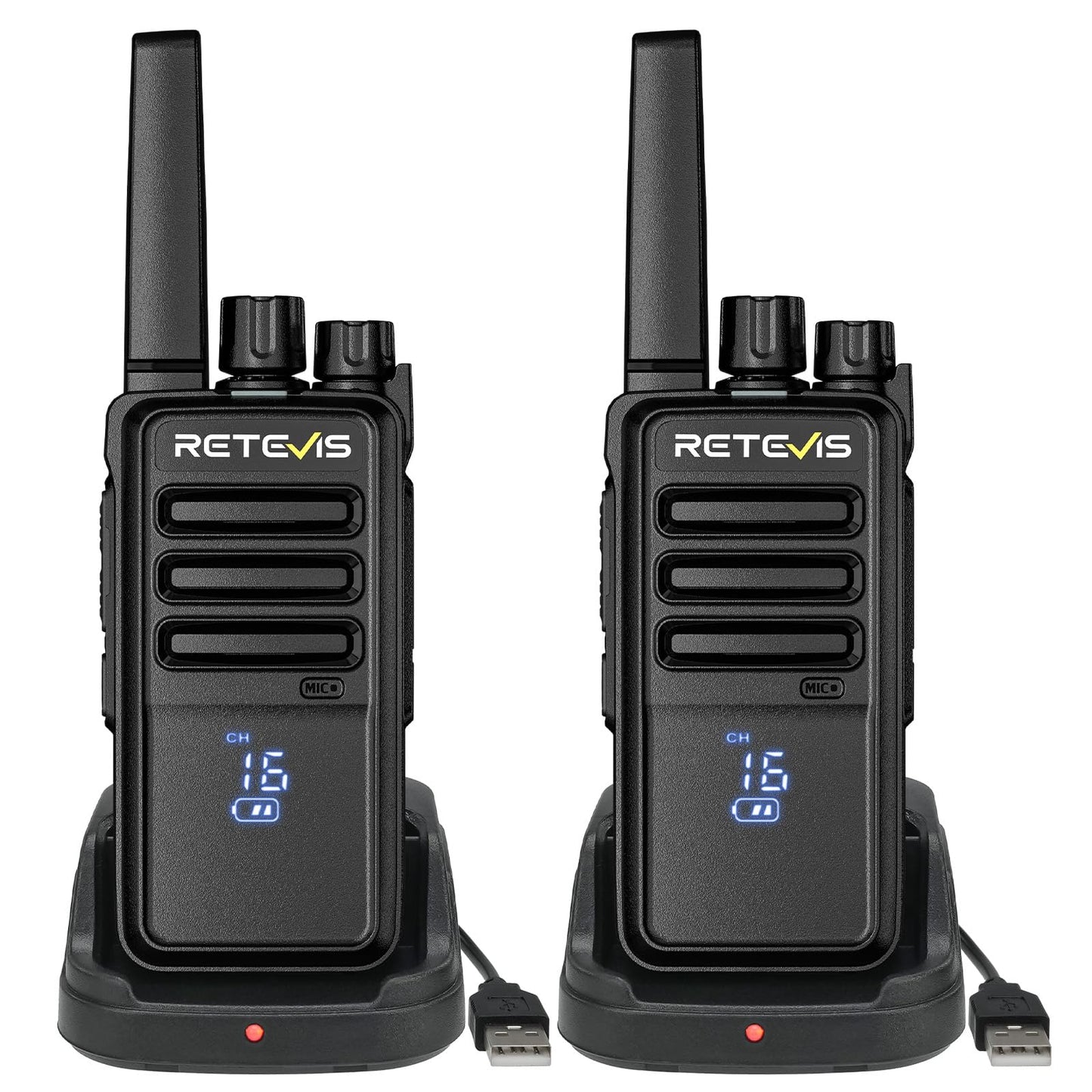 Retevis RT68 Walkie Talkies Rechargeable,Portable FRS Two-Way Radios for Adults,Heavy Duty 2 Way Radios Long Range,USB Charging Base,License Free Walkie Talkie for Road Trip Gifts Camping (2 Pack)