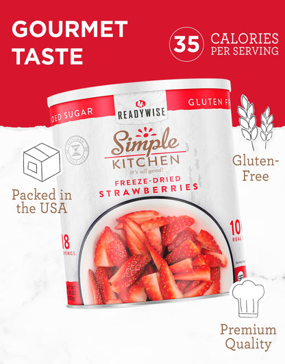 READYWISE - Simple Kitchen Freeze Dried Whole Blueberries, 28 Servings, Vegan, Gluten Free, Fruit Snacks, Emergency Supplies, Dehydrated Fruit, Blueberries