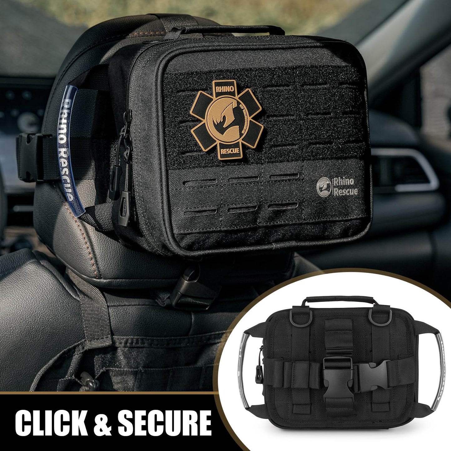 RHINO RESCUE IFAK Trauma Kit with C-A-T Tourniquet, Tactical First Aid Kit Molle Pouch for Military, Combat, Car, Camping, Hiking, Travel (Red)