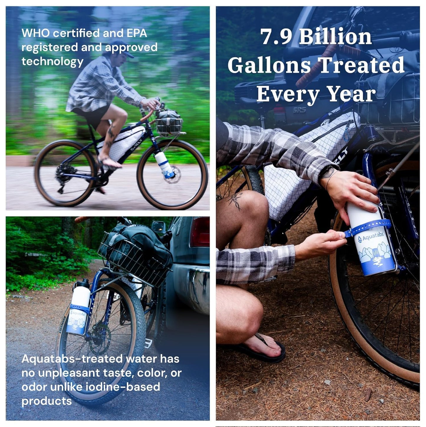 Aquatabs Insulated Stainless Steel Water Purifier Water Bottle with 50 Water Purification Tablets, BPA Free Water Purification Bottle Alternative to Filtered Water Bottle.